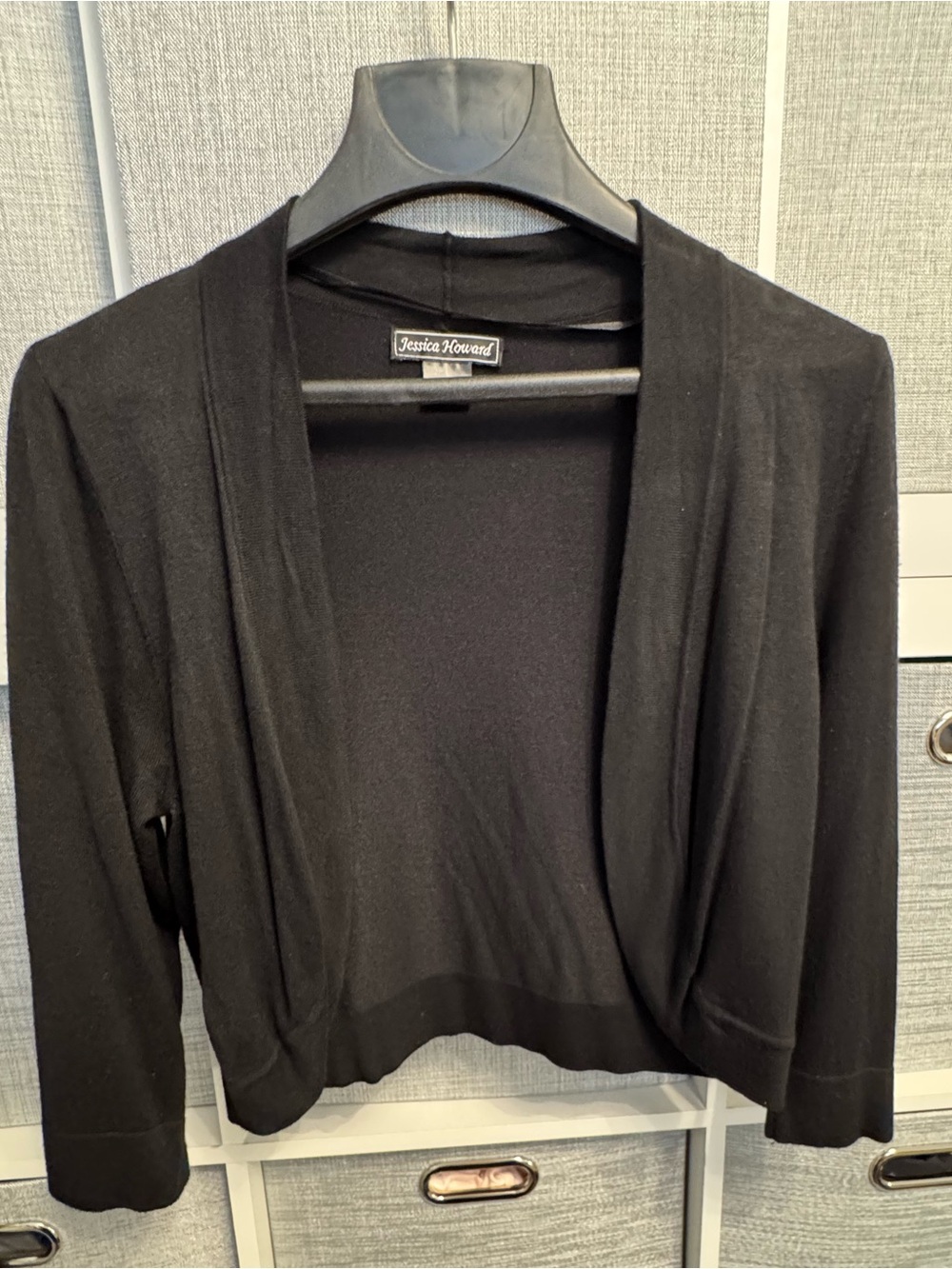 Jessica Howard Black Open-Front Cropped Cardigan